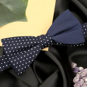 Peluche Dotty Design Navy Blue and White Colored Cotton Bow Tie for Men