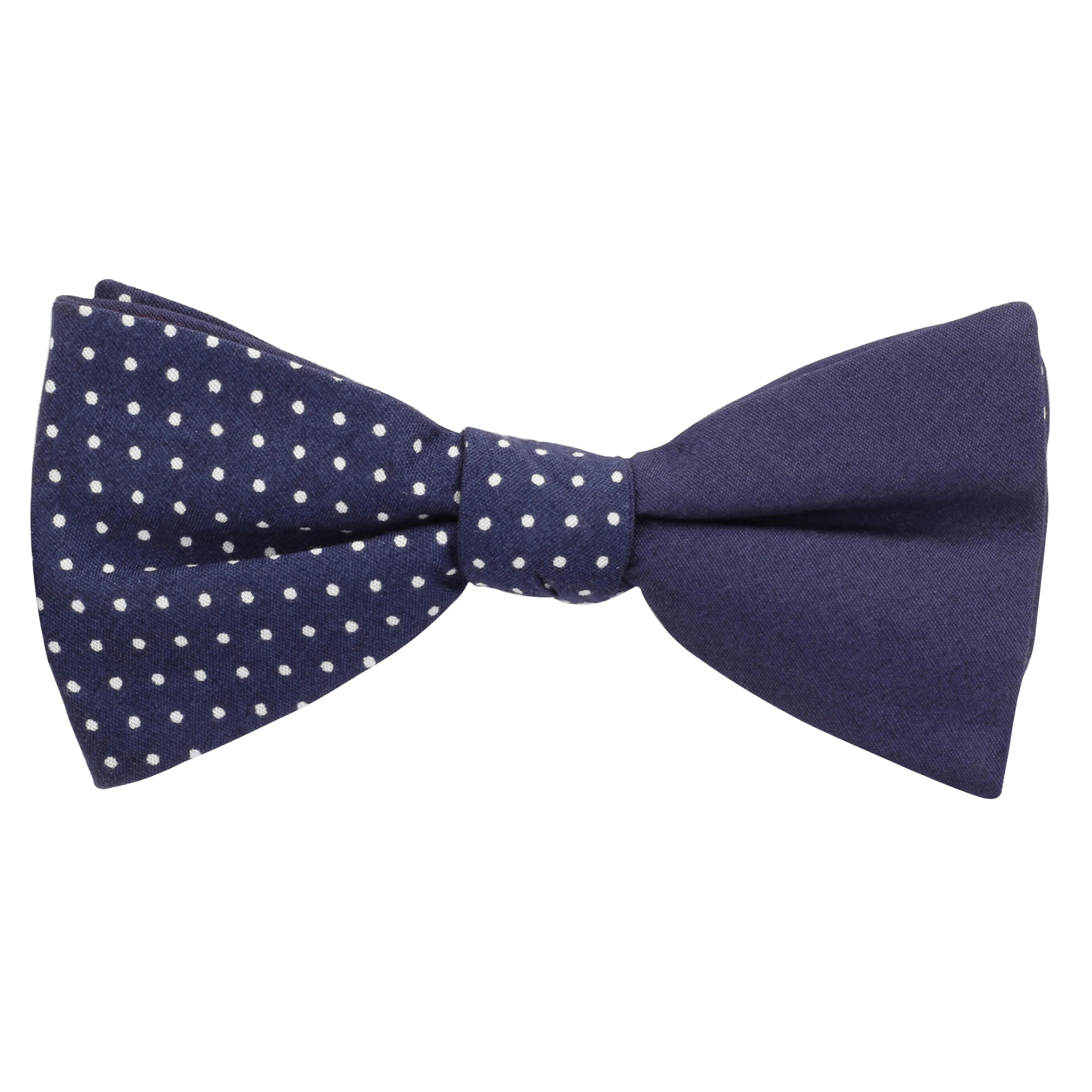 Peluche Dotty Design Navy Blue and White Colored Cotton Bow Tie for Men