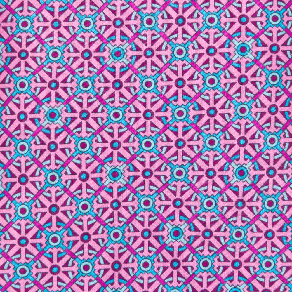Pink and Light Blue Knight Shield Duchesse Silk Tie