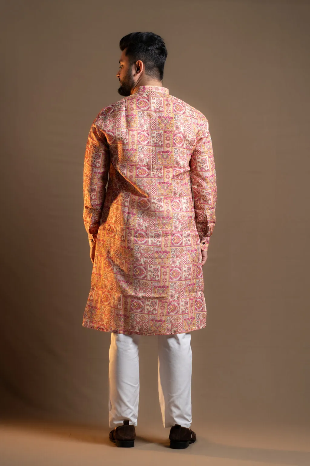 PINK TEXTURED PRINT KURTA PAJAMA