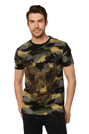 Platini Men's Camo Cotton Rhinestone T-Shirt