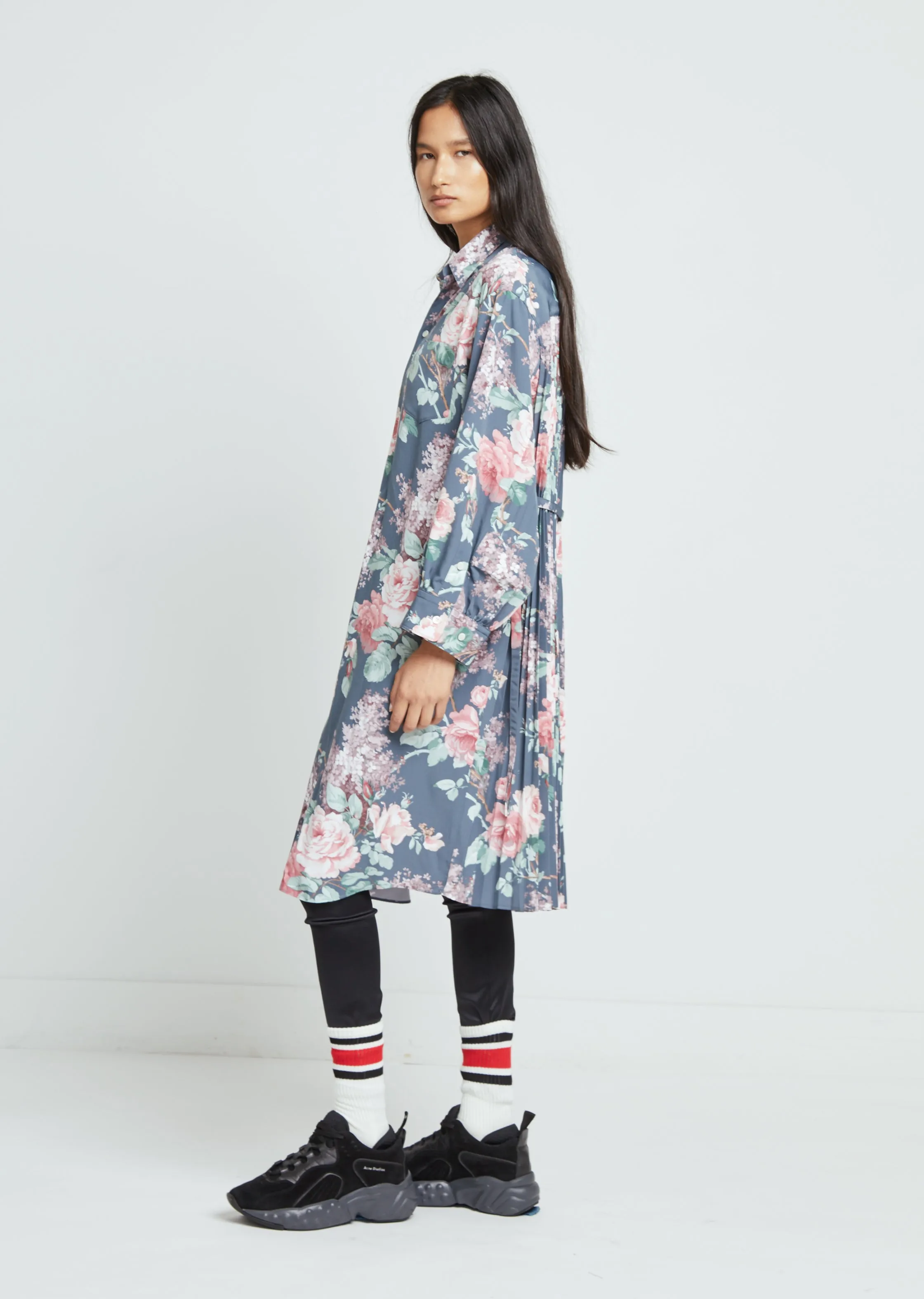 Polyester Faille Flower Print Dress