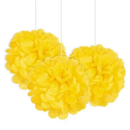 Puff Tissue Decoration 9" Yellow - 3 count