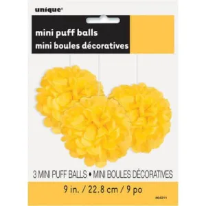 Puff Tissue Decoration 9" Yellow - 3 count