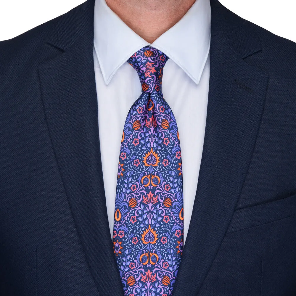 Purple Medieval Forest Duchesse Silk Tie