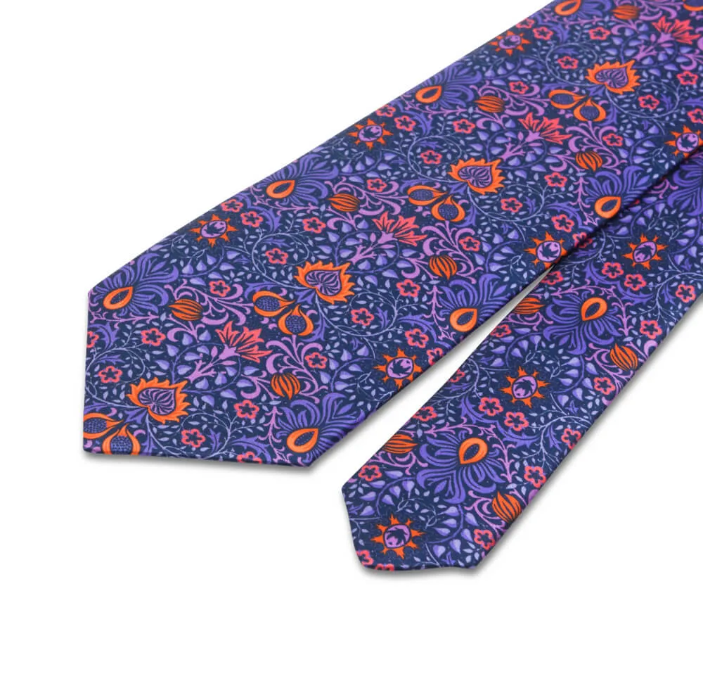 Purple Medieval Forest Duchesse Silk Tie