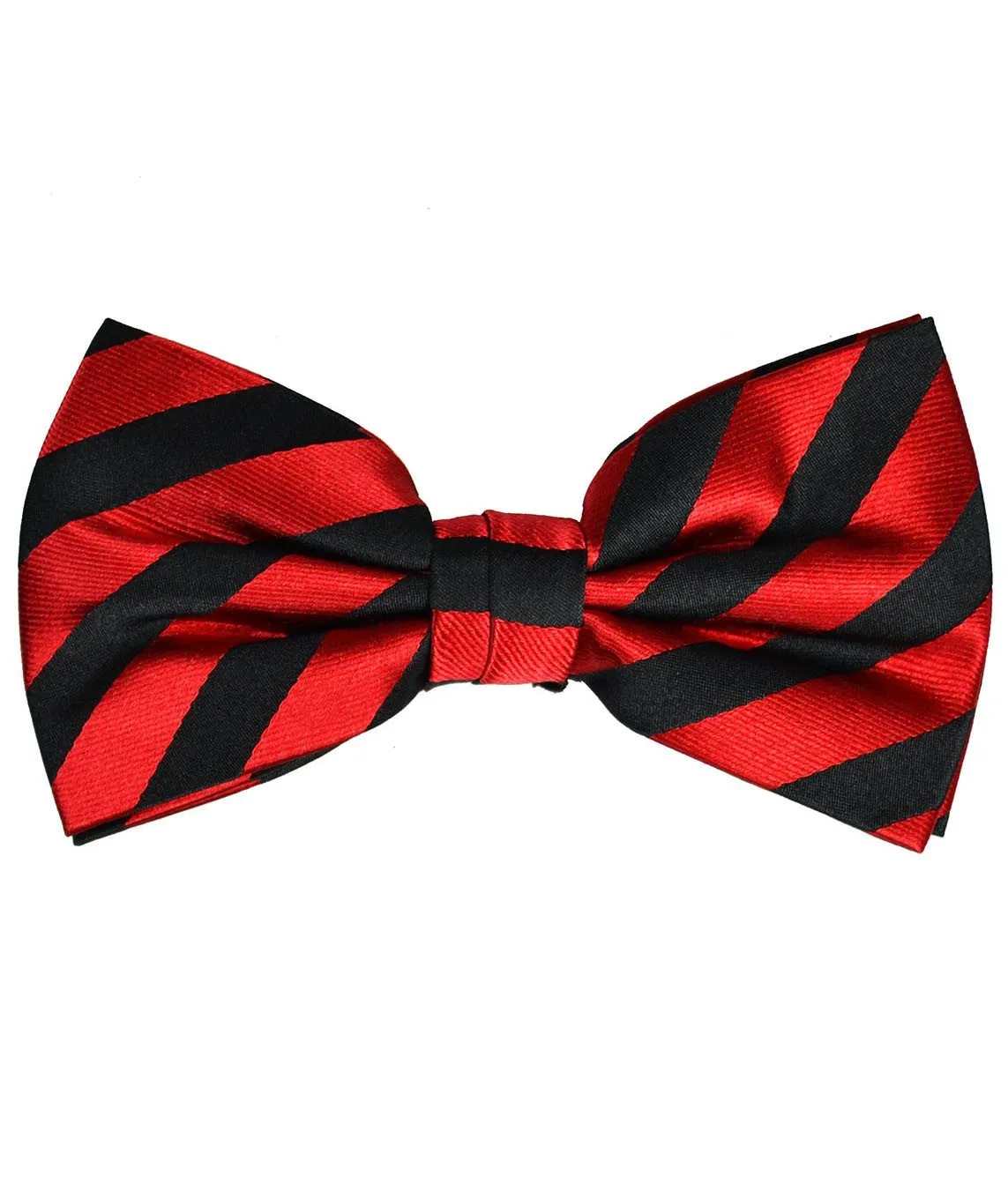Red and Black Striped Silk Bow Tie Set