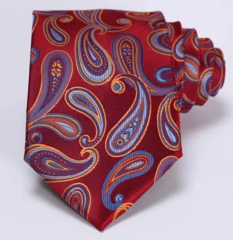 Red, Blue & Orange Paisley Silk Tie