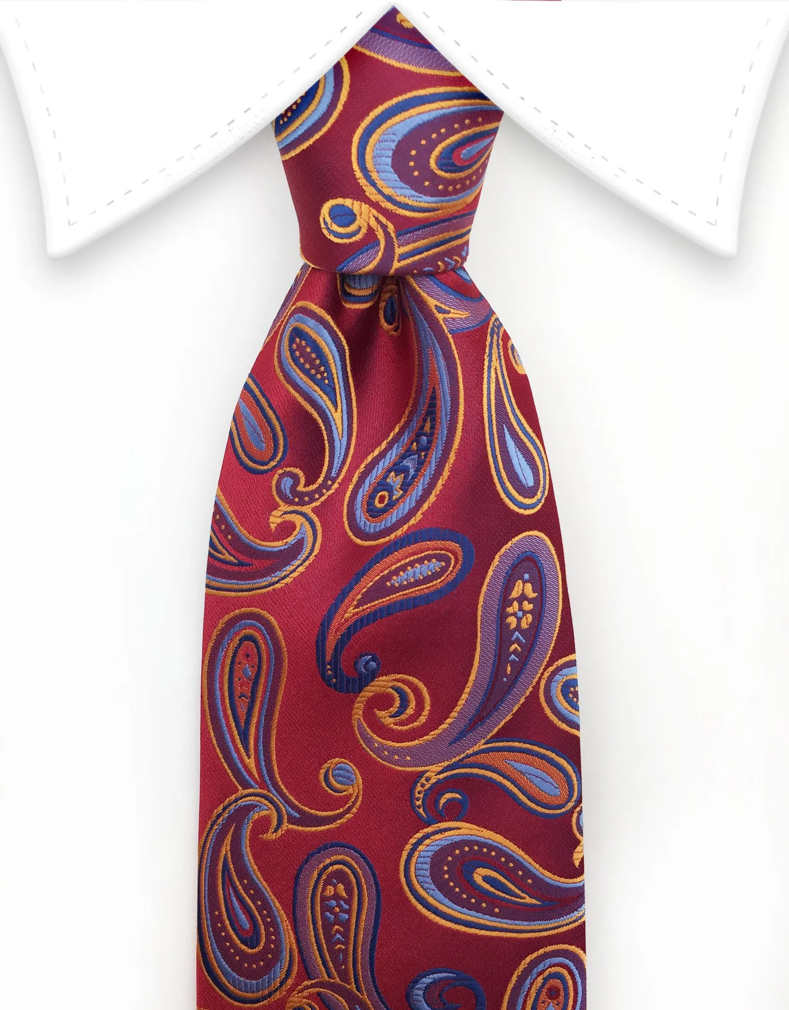 Red, Blue & Orange Paisley Silk Tie