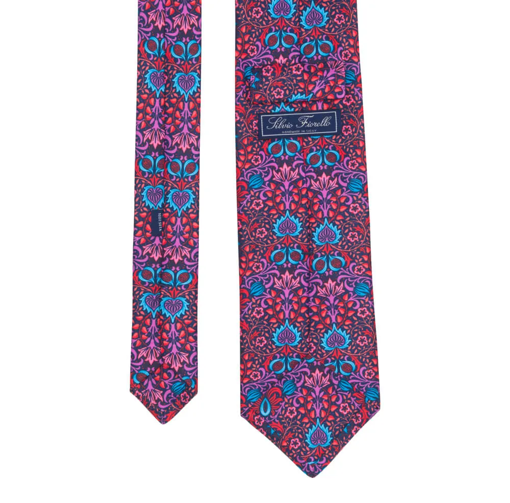 Red Medieval Forest Duchesse Silk Tie