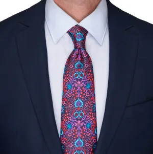 Red Medieval Forest Duchesse Silk Tie
