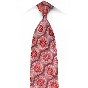 Remizio Men's Crystal Silk Necktie Medallions On Burgundy Sparkling With Rhinestones