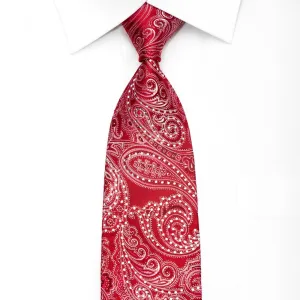 Remizio Men's Silk Tie Paisley On Red Sparkling With Rhinestones