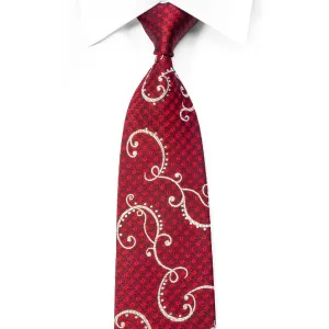 Renoma Crystal Rhinestone Tie Silver Scrolls On Burgundy With Silver Sparkles