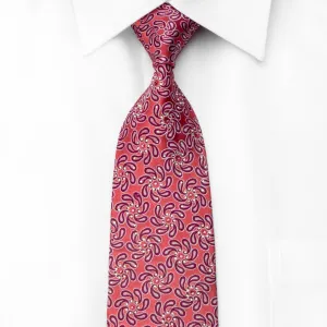 Renoma Men's Crystal Necktie Paisley On Pink Sparkling With Rhinestones