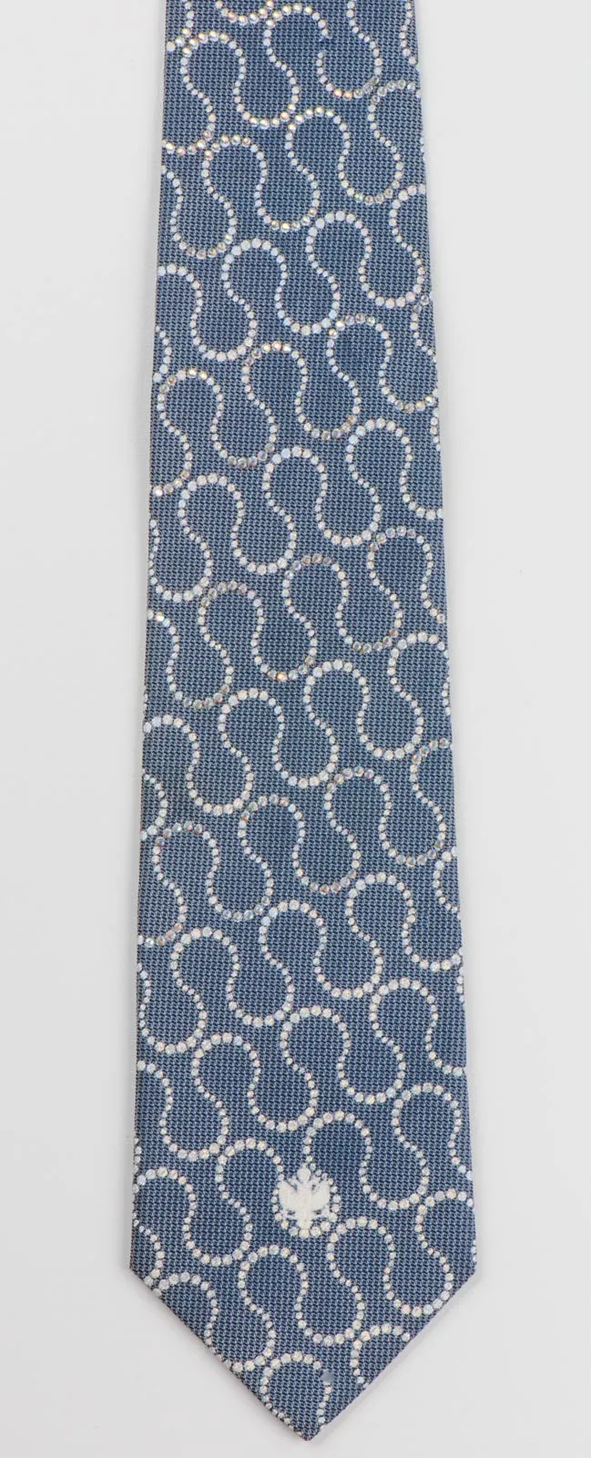 Renoma Mens Geometric Silver Rhinestone Silk Tie with Sparkles on Gray Background