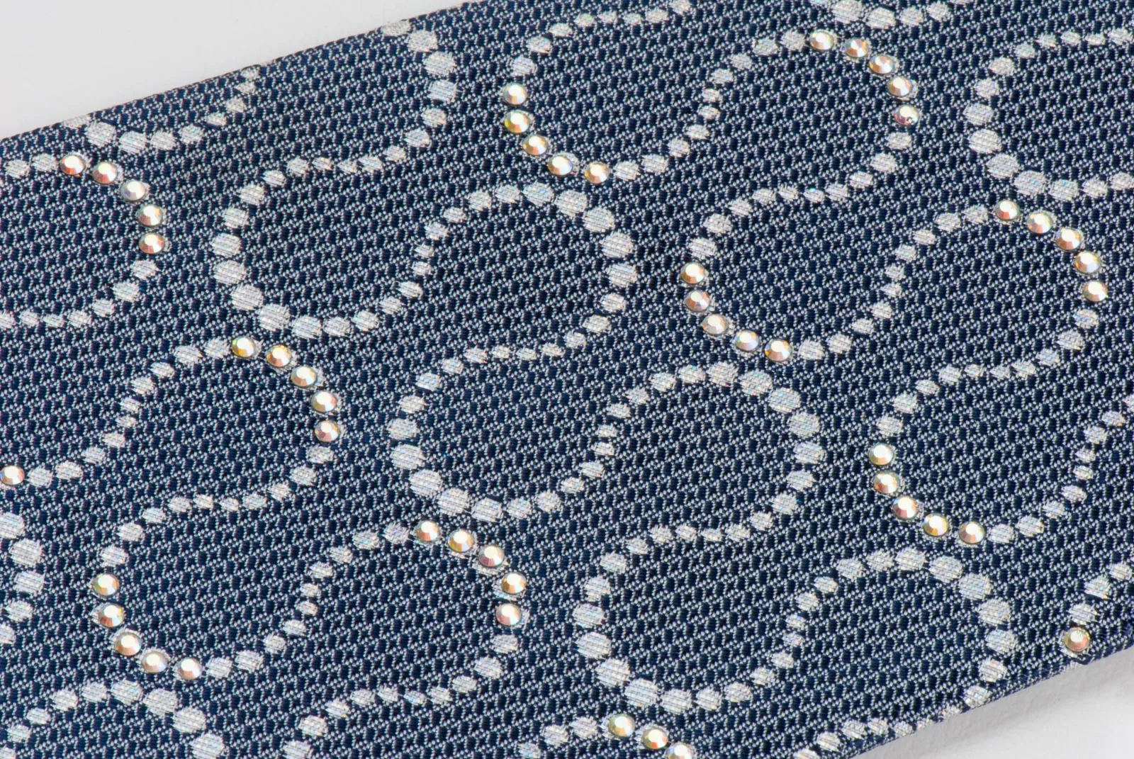 Renoma Mens Geometric Silver Rhinestone Silk Tie with Sparkles on Gray Background