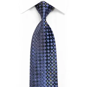 Rhinestone Silk Tie Blue Navy Silver Geometric With Rhinestones & Silver Sparkles