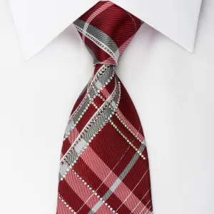 Roberta di Camerino Rhinestone Silk Necktie Burgundy Silver Plaid With Sparkles