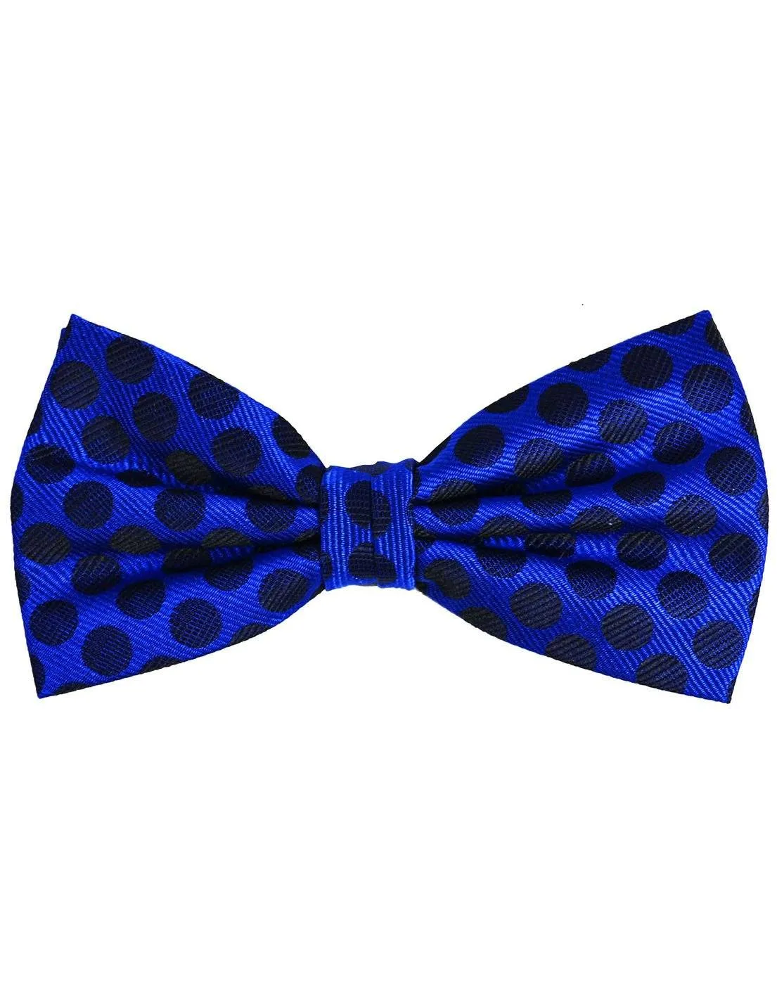 Royal Blue and Black Polka Dot Silk Bow Tie