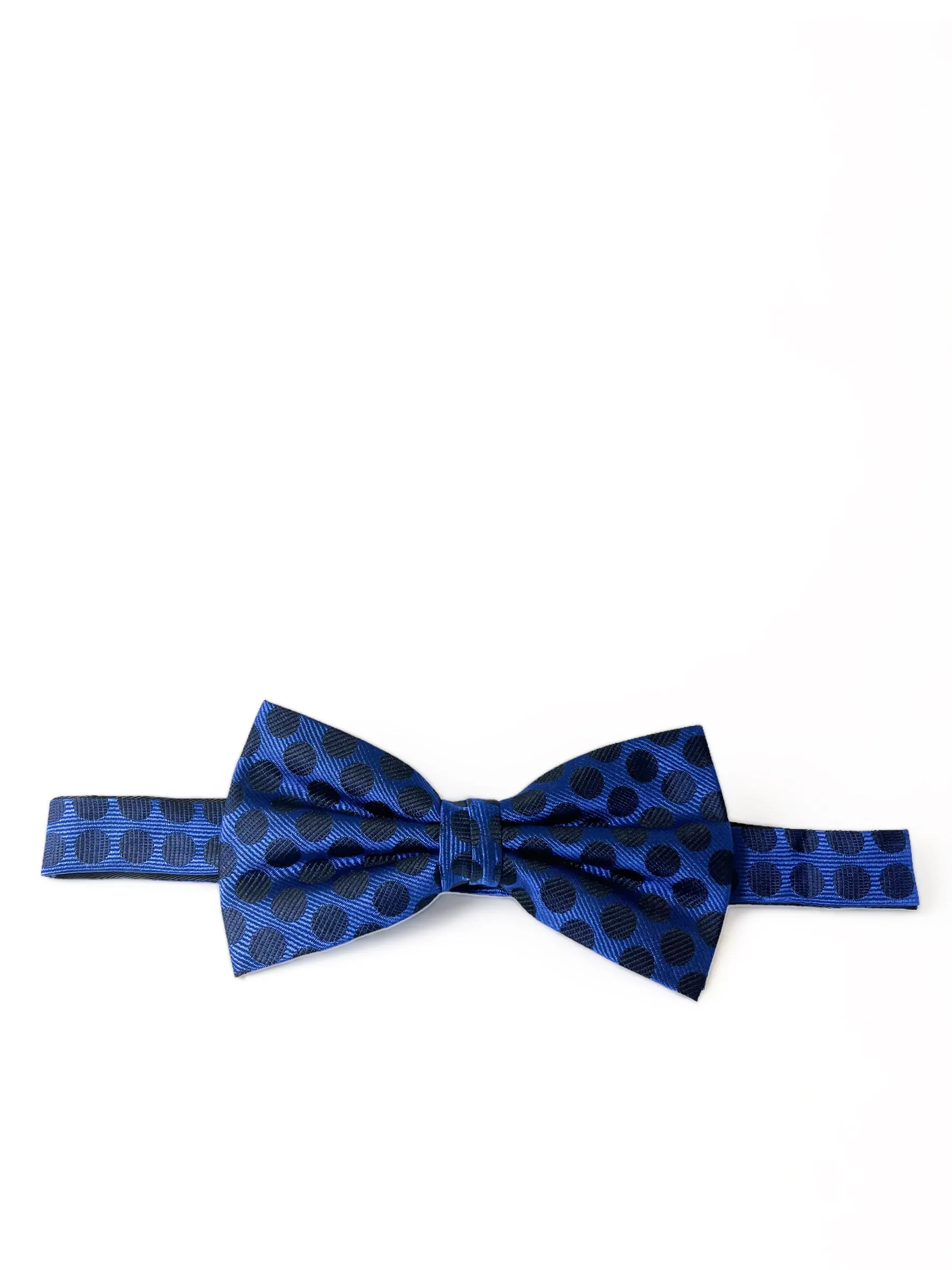 Royal Blue and Black Polka Dot Silk Bow Tie