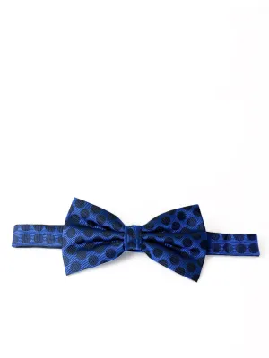 Royal Blue and Black Polka Dot Silk Bow Tie
