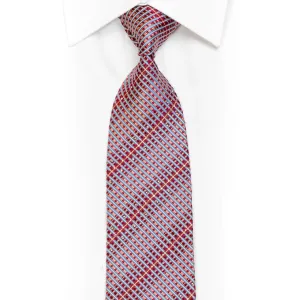 Silver Burgundy Blue Striped Rhinestone Tie With Gold Sparkles