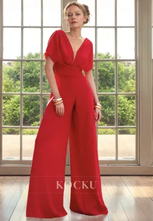 Simple & Casual V-Neck Short sleeves Backless Cocktail Mother of the Bride Dress