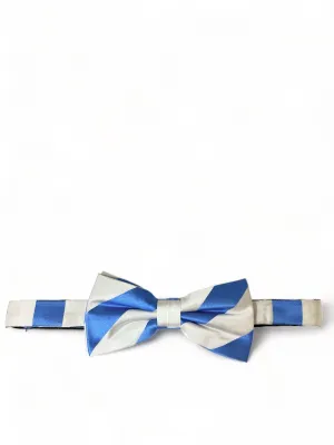 Sky Blue and White Silk Bow Tie