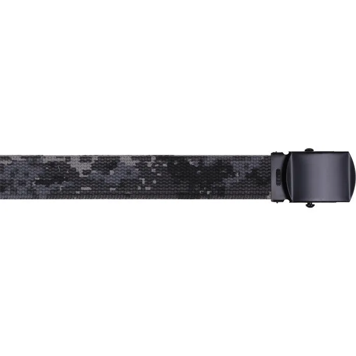 Subdued Urban Digital Camouflage - Military Web Belt with Black Buckle 54 in.