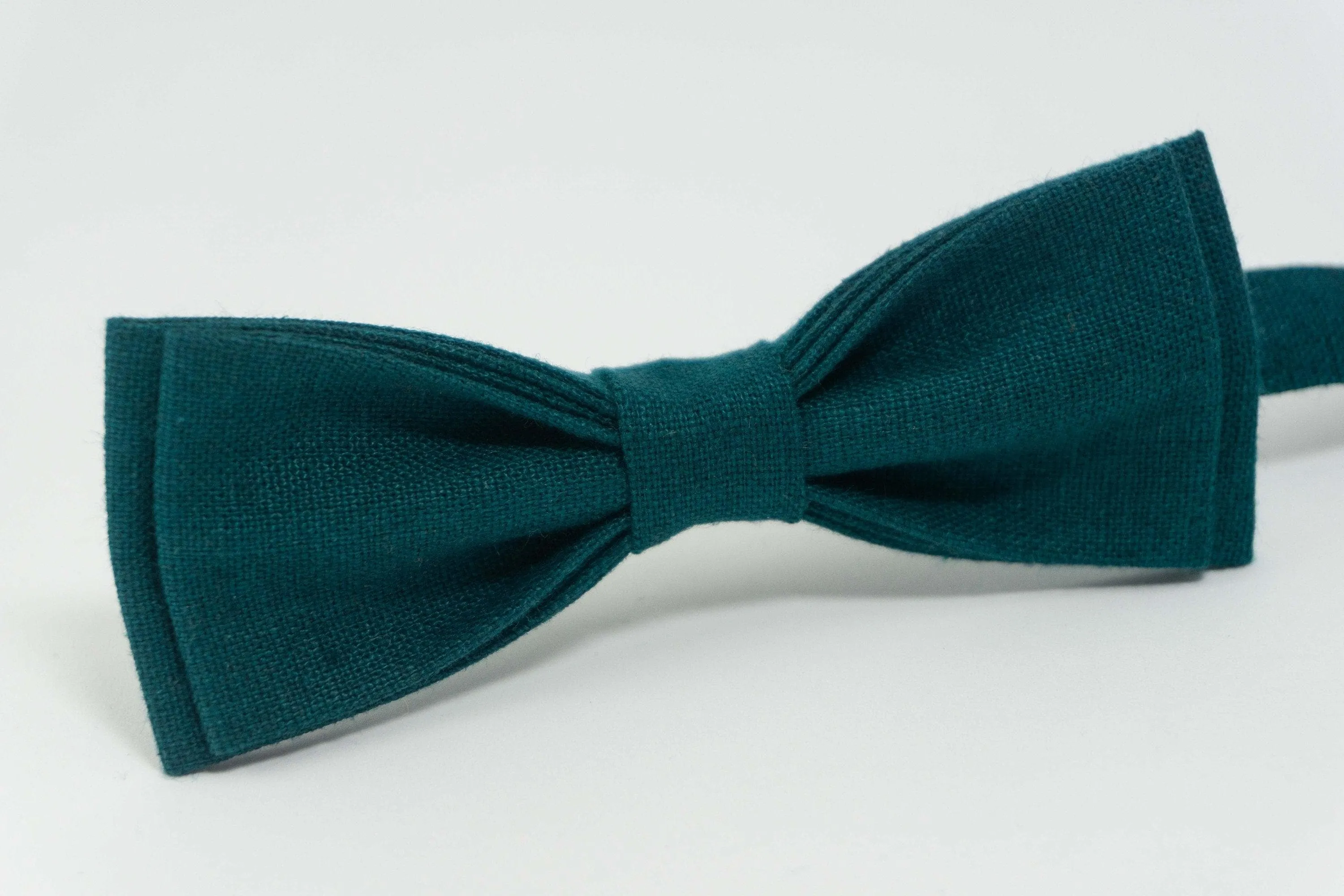 Teal tie for men |  batwing bow tie made from Linen