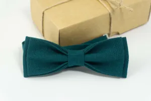 Teal tie for men |  batwing bow tie made from Linen