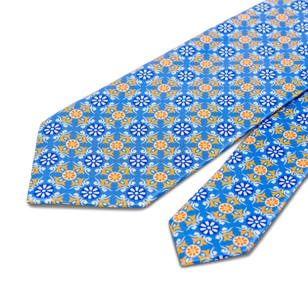 The Sicans Light Blue and Yellow Duchesse Silk Tie