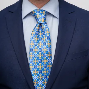 The Sicans Light Blue and Yellow Duchesse Silk Tie