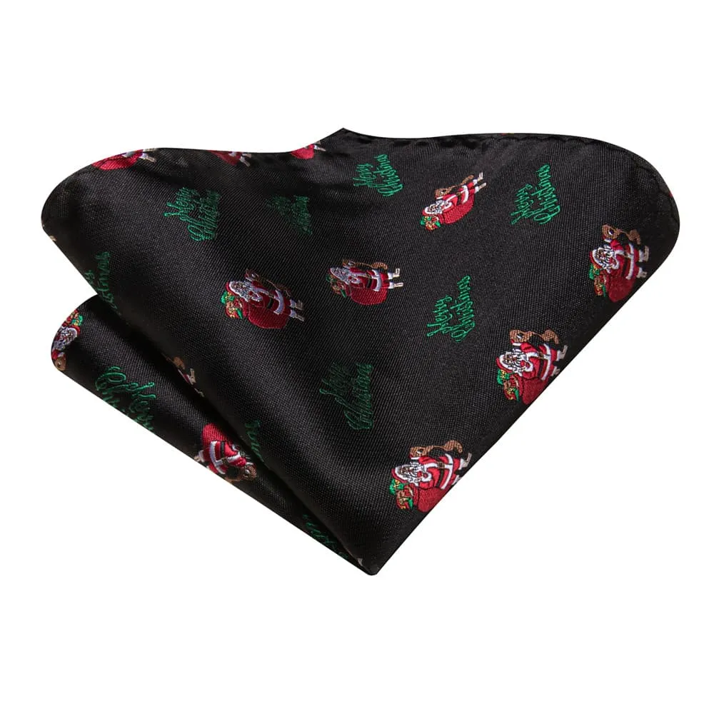 Ties2you Black Red Christmas Santa Claus Necktie Square Cufflinks Set