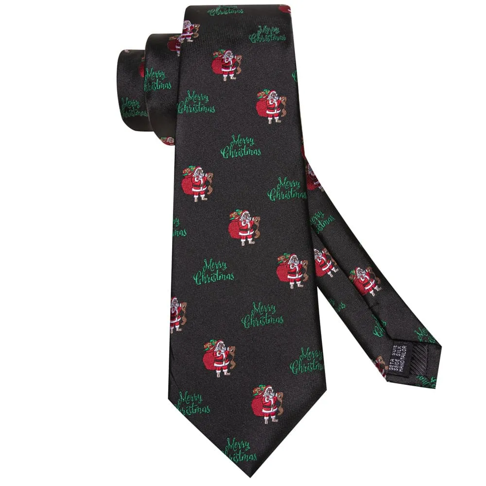 Ties2you Black Red Christmas Santa Claus Necktie Square Cufflinks Set