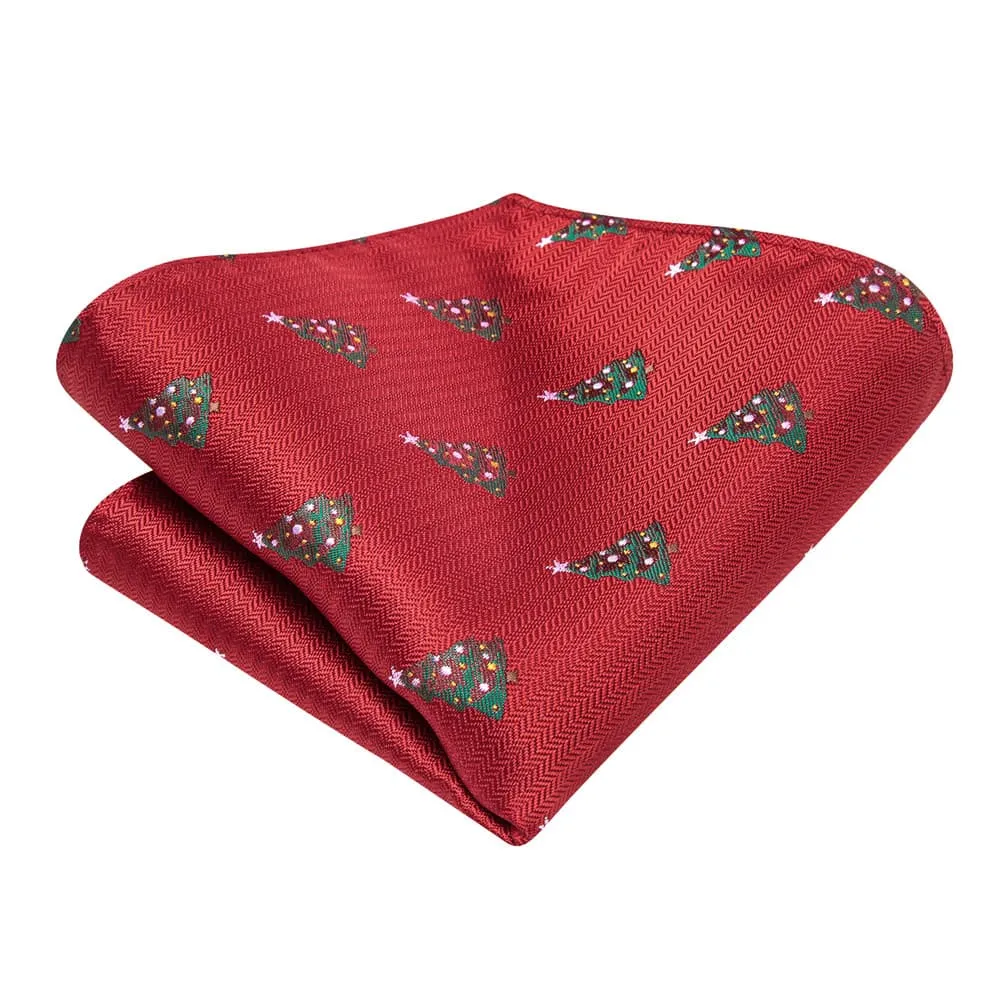 Ties2you Red Green Christmas Tree Necktie Square Cufflinks Set