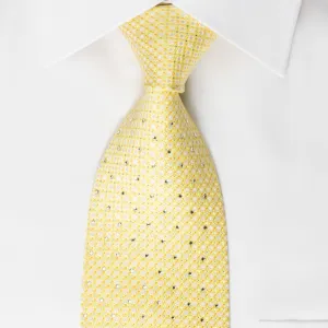 Valentino Rich Silk Rhinestone Necktie Yellow Foulard With Copper Sparkles