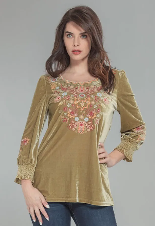 Velvet Embroidered Blouse