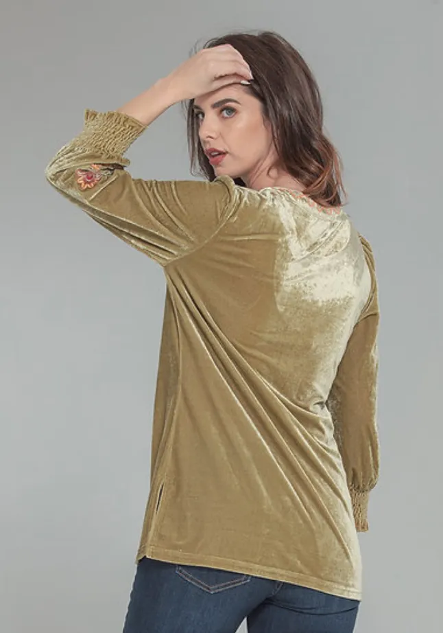 Velvet Embroidered Blouse