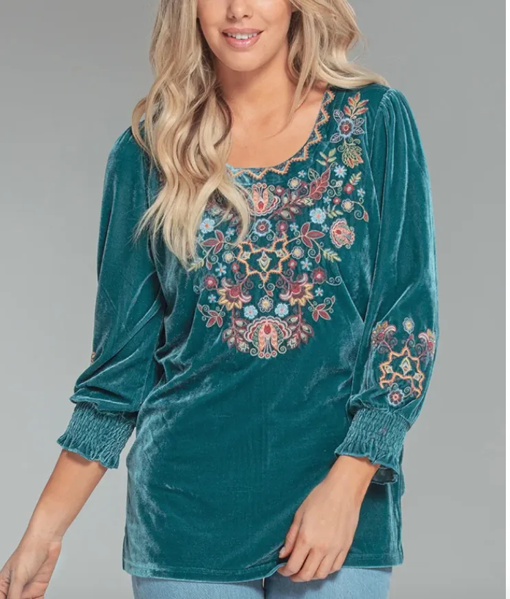 Velvet Embroidered Blouse