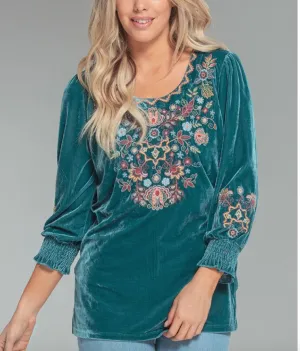 Velvet Embroidered Blouse