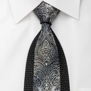 Vito Rufolo Rhinestone Silk Necktie Silver Damask On Black With Sparkles