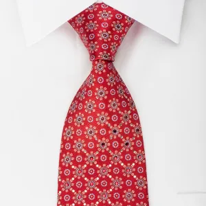 Vito Rufolo Rhinestone Silk Tie Foulard On Red With Silver Sparkles