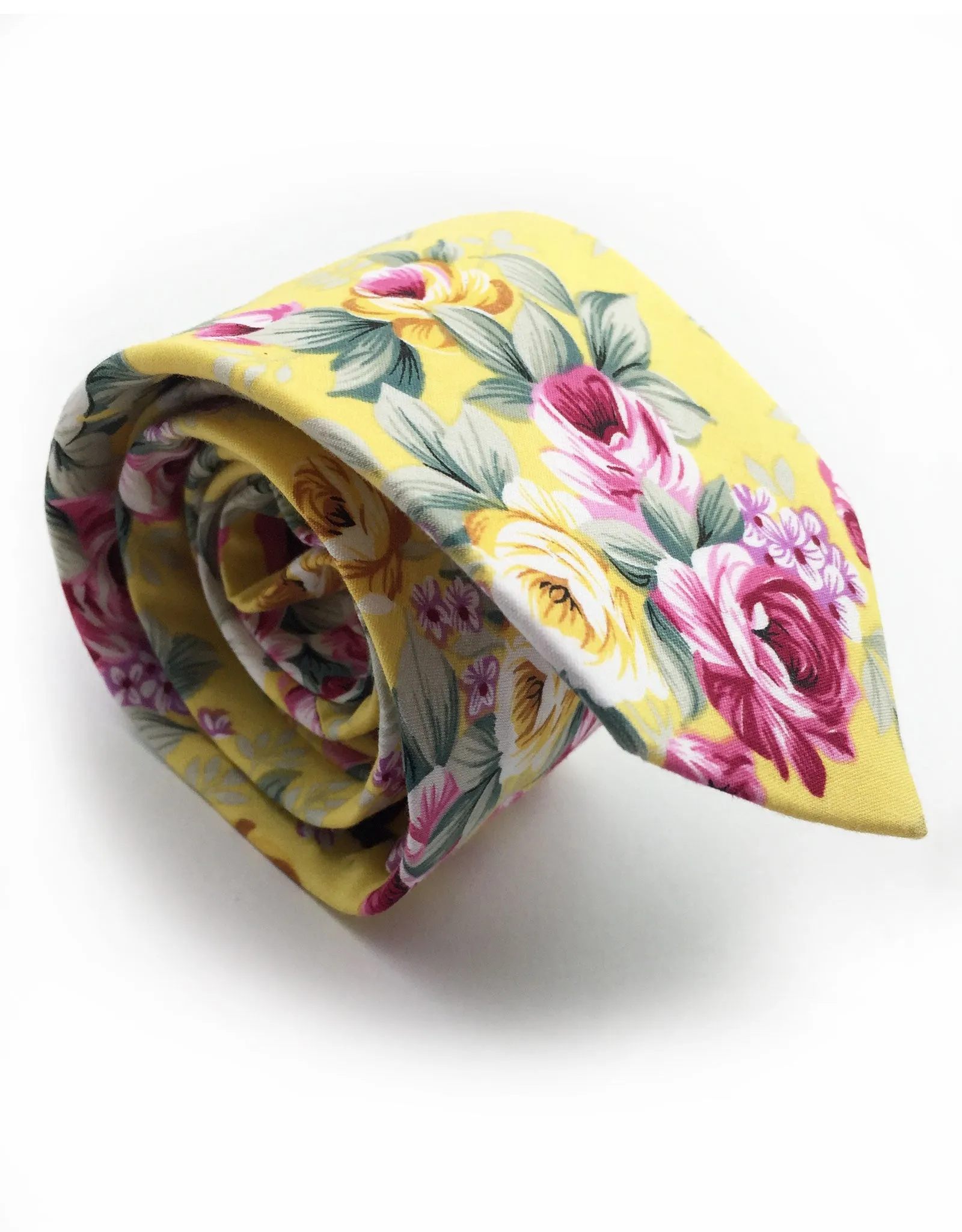 Yellow and Pink Floral Tie