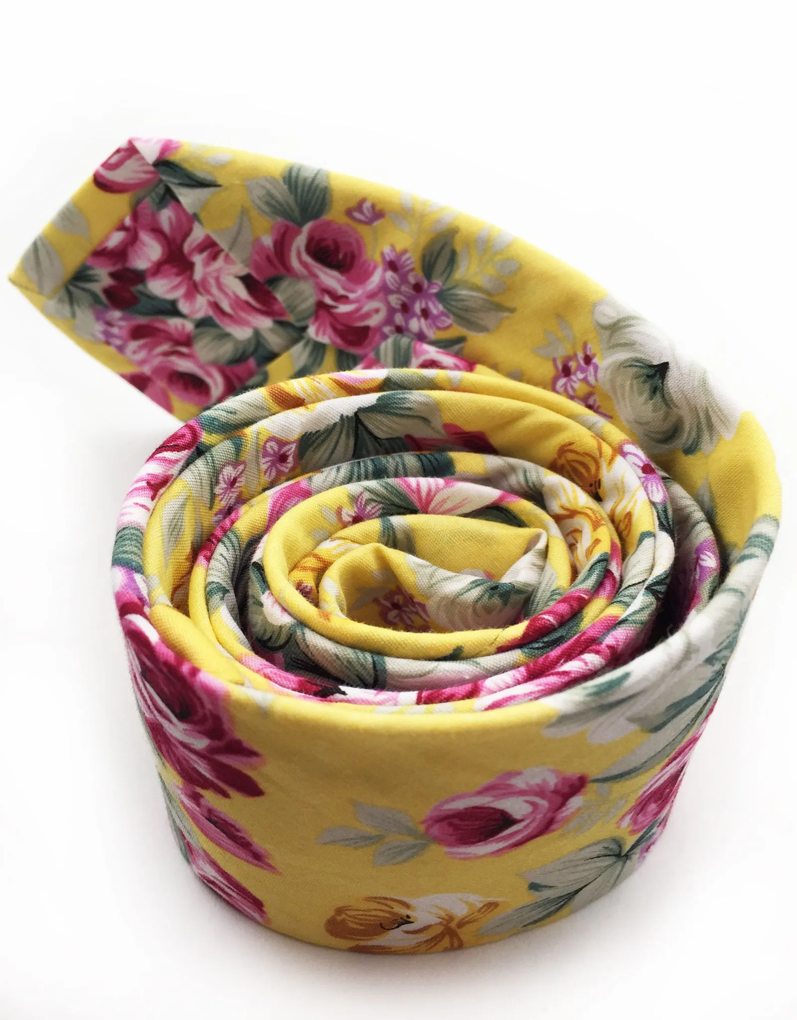 Yellow and Pink Floral Tie