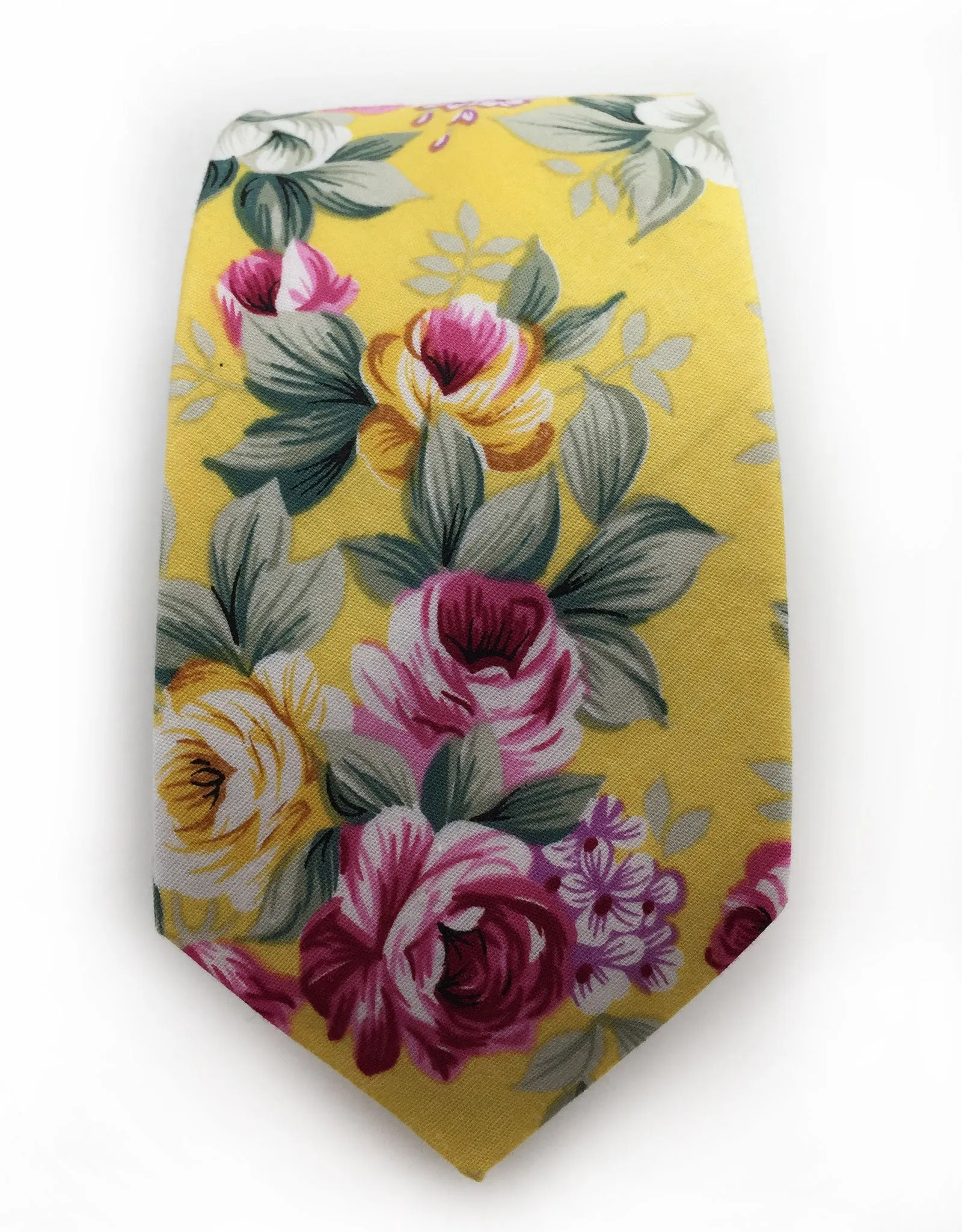 Yellow and Pink Floral Tie