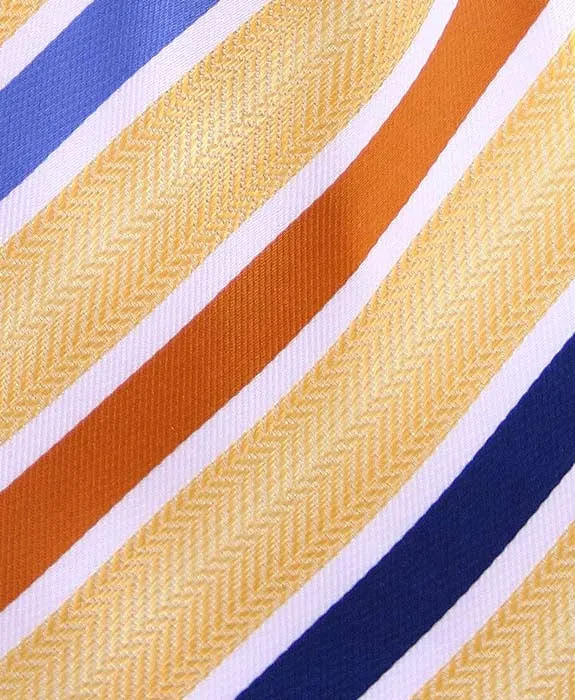 Yellow, Blue, Orange, White Striped 4" Wide Necktie