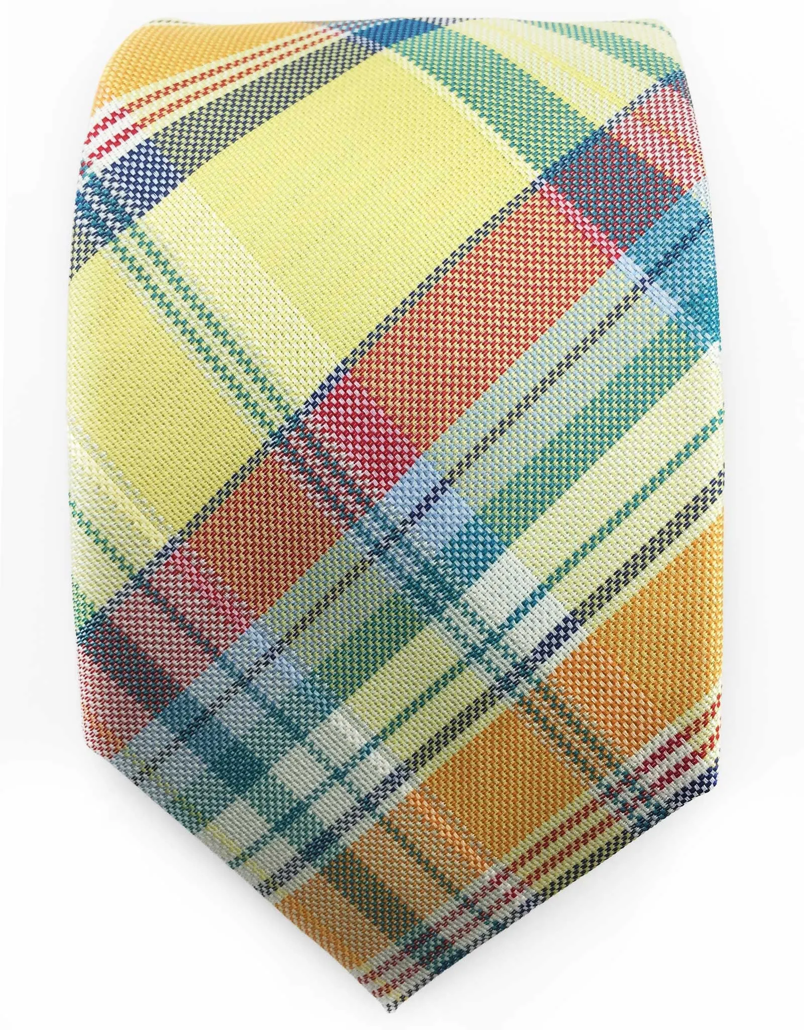 Yellow, Orange & Green Plaid Tie