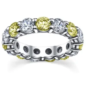 Yellow Sapphire Diamonds Eternity Ring 5.00cttw
